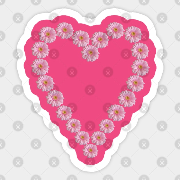 Pink Daisy Heart Valentines Day Gift Sticker by ellenhenryart